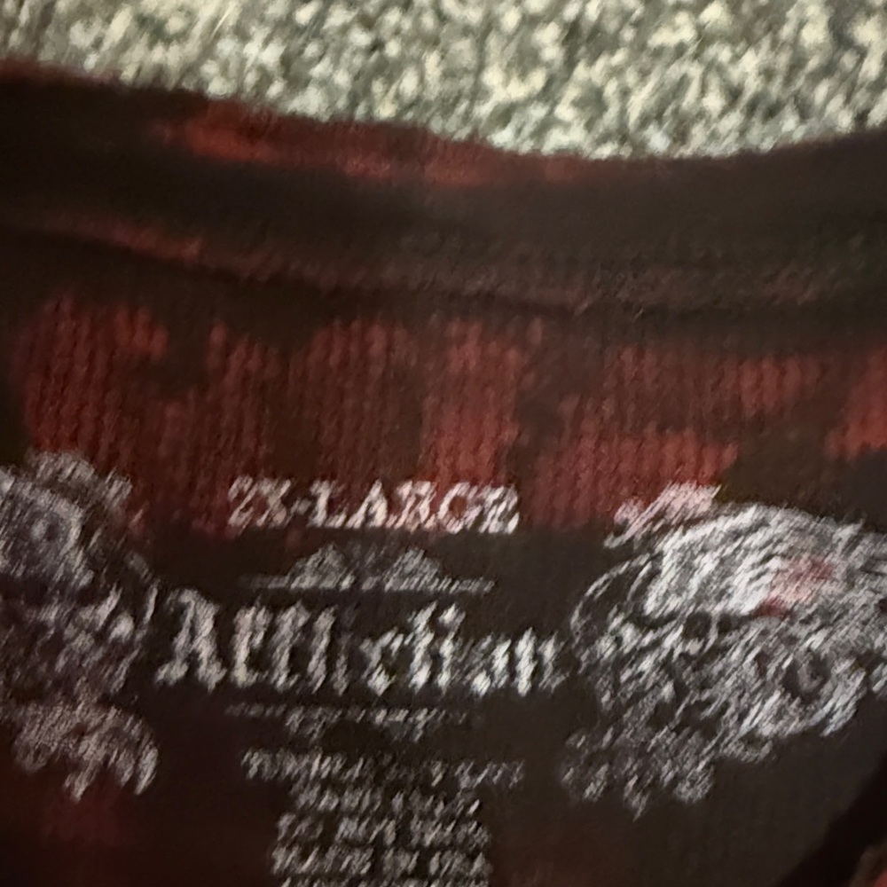 Affliction Red and Black Long Sleeve thermal Top men - Picture 2 of 8